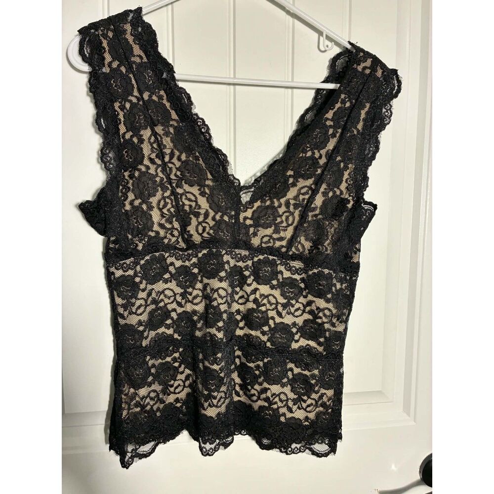 George Medium 8/10 Ladies Black Lace Camisole V Neck